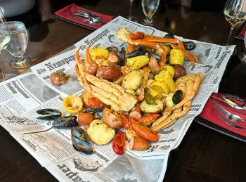 A B-Side Social seafood boil from the 2026 Super Bowl lineup